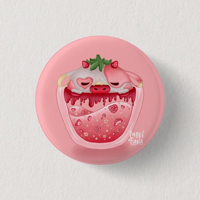 Badge Rond 2,50 Cm Cute Strawberry Button – Pink Design (Devant)