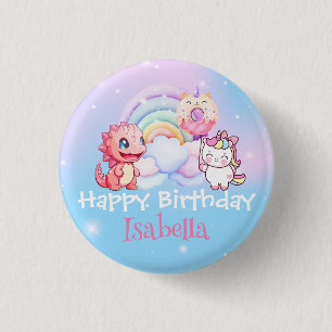 Badge Rond 2,50 Cm Cute Unicorn Rainbow Dino Donut ballon Anniversair