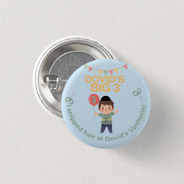 Badge Rond 2,50 Cm Cute Upsherin Personnalisé (Devant & derrière)