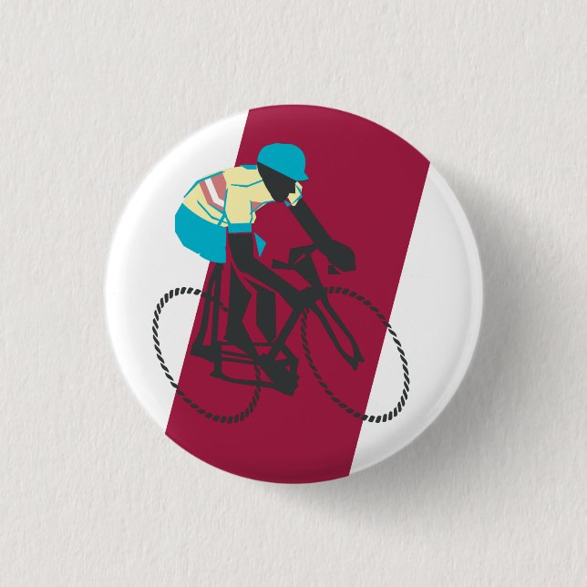 Badge Rond 2,50 Cm Cyclisme rouge de style rétro (Devant)