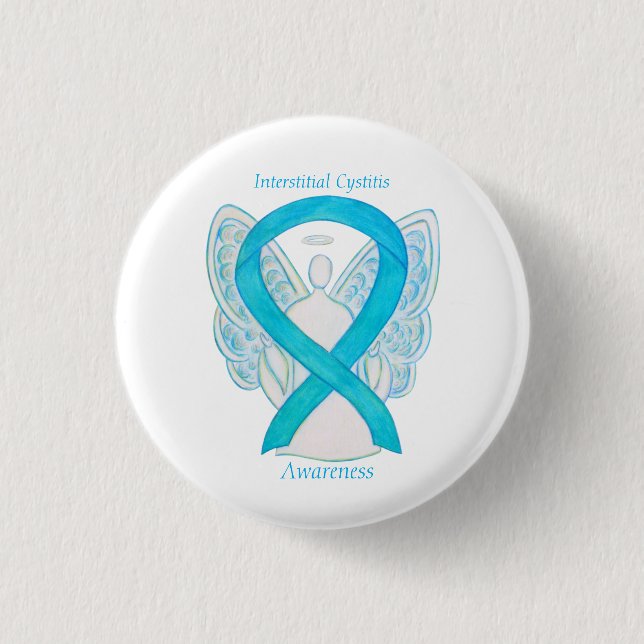 Badge Rond 2,50 Cm Cystite interstitielle Sensibilisation Ruban Angel (Devant)