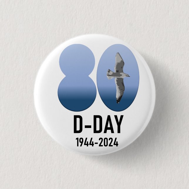 Badge Rond 2,50 Cm D-Day 80 - 1944-2024 (Devant)