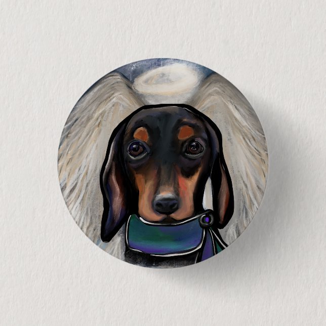 Badge Rond 2,50 Cm Dachshund noir et feu (Devant)
