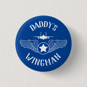 Badge Rond 2,50 Cm Daddy's Wingman Strike Eagle Jet