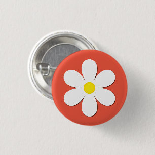 Badge Rond 2,50 Cm Daisy Fleur sauvage Amour Amitié coloré orange