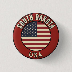 Badge Rond 2,50 Cm Dakota du Sud États-Unis d'Amérique