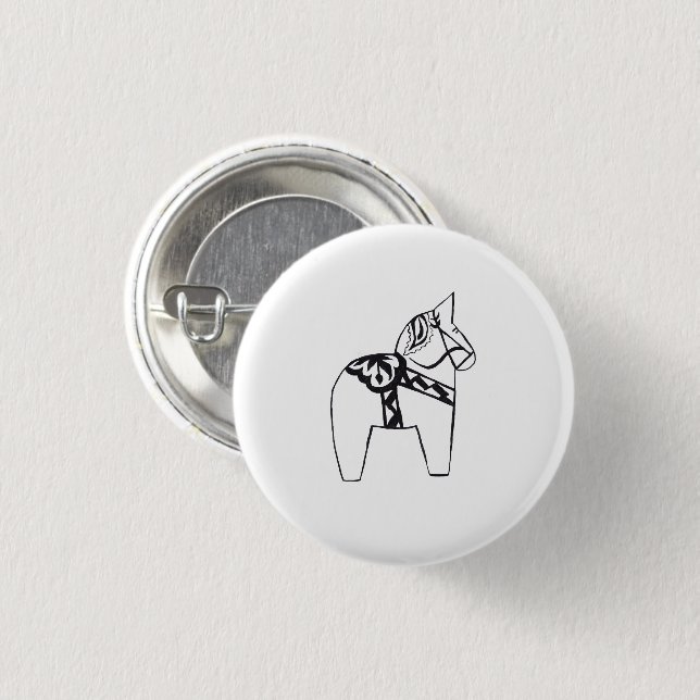 Badge Rond 2,50 Cm Dala Horse (Devant & derrière)