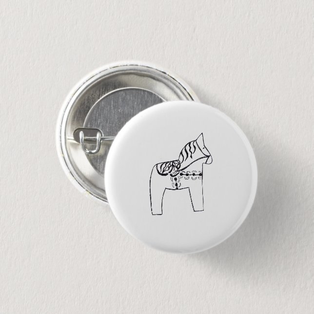 Badge Rond 2,50 Cm Dala Horse (Devant & derrière)