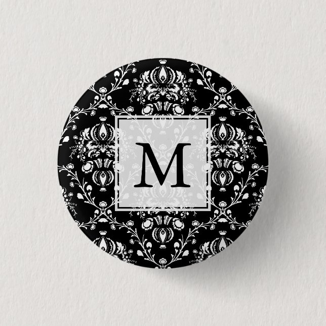 Badge Rond 2,50 Cm Damas personnalisées noir et blanc (Devant)