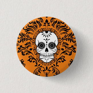 Badge Rond 2,50 Cm Damassé morte - Pin chic de bouton de crâne de