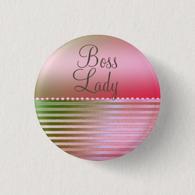 Badge Rond 2,50 Cm Dame Boss Glam Rose (Devant)