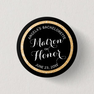 Badge Rond 2,50 Cm Dame de honneur noire Bachelorette de parties