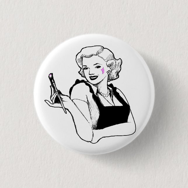 Badge Rond 2,50 Cm Dames peintes - Pin d'artiste de femme (Devant)