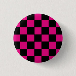 Badge Rond 2,50 Cm Damier rose et noir d'Emo