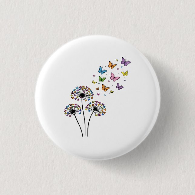 Badge Rond 2,50 Cm Dandelion butterfly flow (Devant)