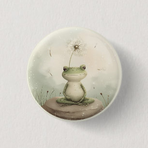 Badge Rond 2,50 Cm Dandelion de méditation de grenouille
