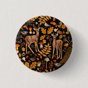Badge Rond 2,50 Cm Dans les bois / Cerf d'automne sur noir