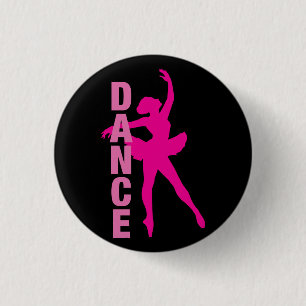 Badge Rond 2,50 Cm Danse de ballerine rose chaud pour filles