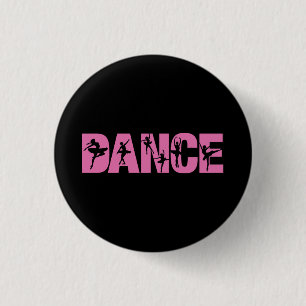 Badge Rond 2,50 Cm DANSE Rose avec coutures Ballerina