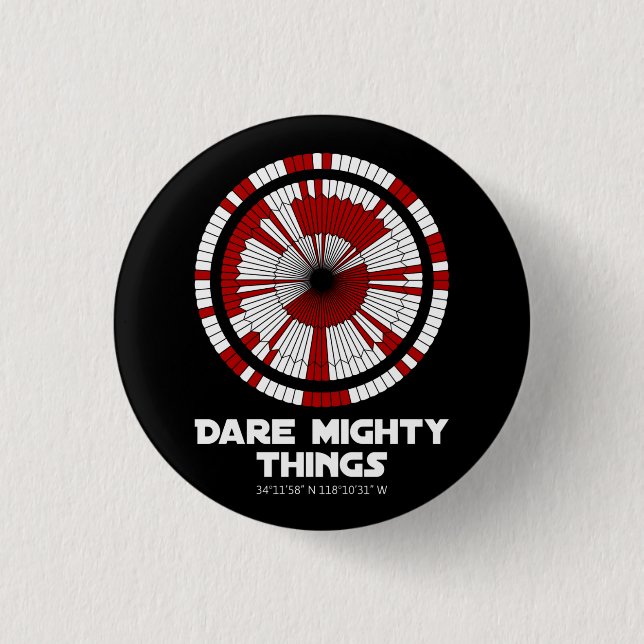 Badge Rond 2,50 Cm Dare Mighty Things Perseverance Mars Rover Landing (Devant)