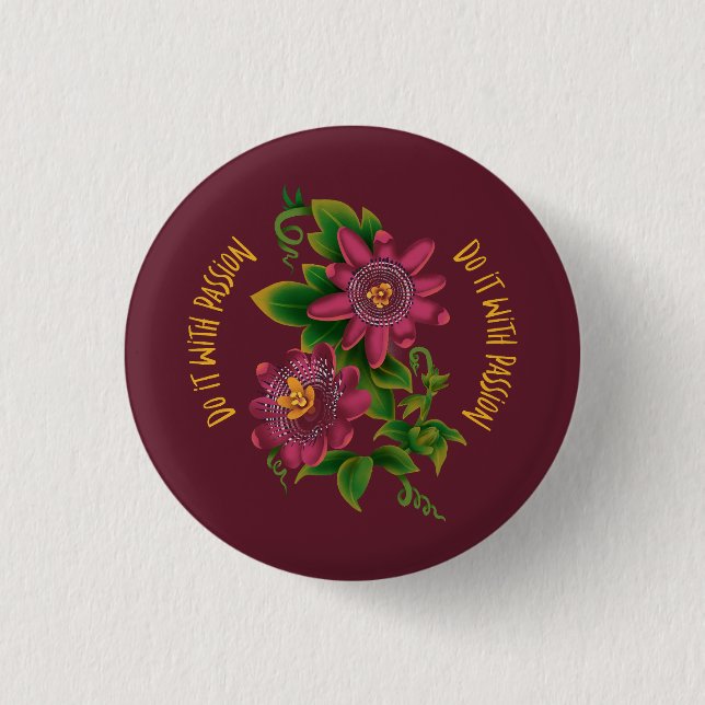 Badge Rond 2,50 Cm Dark Pin Do It With Passion (Devant)