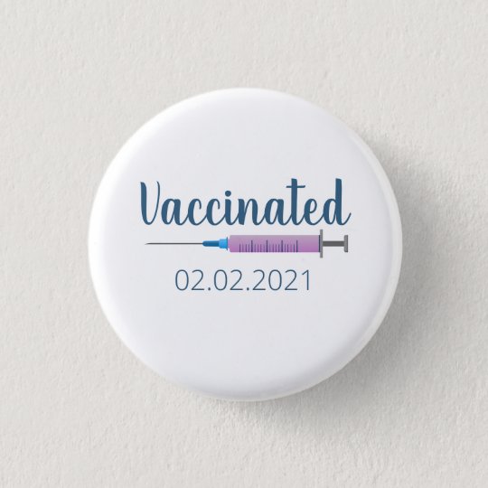 Badge Je suis vaccinée violet de 3,2 cm de diamètre 
