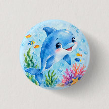 Dauphin aquarelle mignon sous l'eau