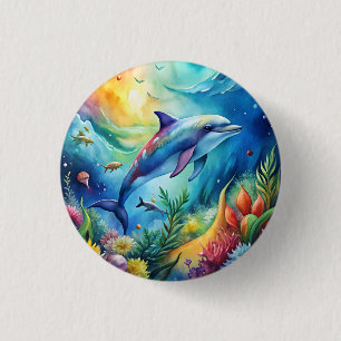 Badge Rond 2,50 Cm Dauphin peint