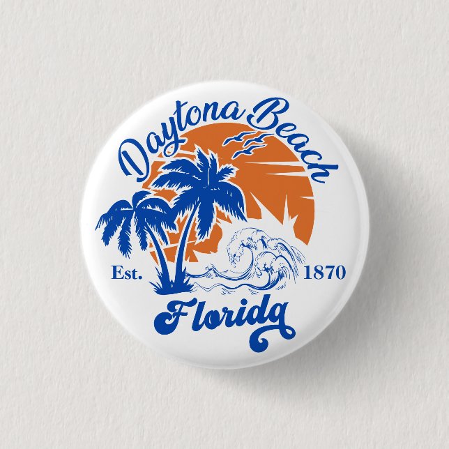 Badge Rond 2,50 Cm Daytona Beach Floride Vacances d'été 60s (Devant)