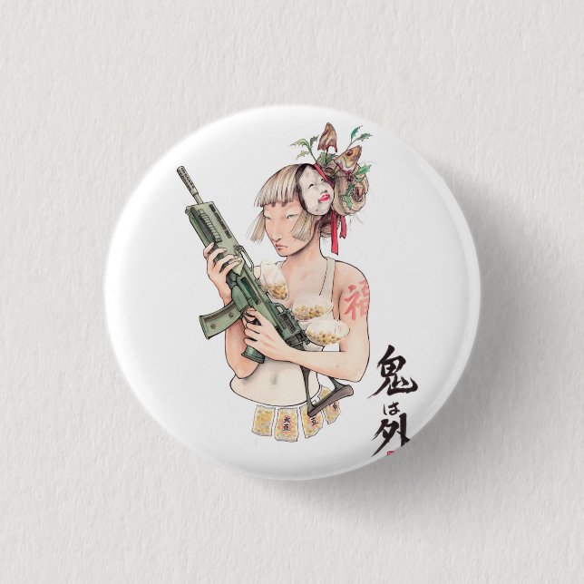 Badge Rond 2,50 Cm De "démons Pin original de salle de Bruyère" (Devant)