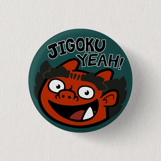 Badge Rond 2,50 Cm De Jigoku bouton ouais (vert) (Devant)