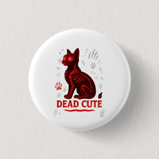 Badge Rond 2,50 Cm Dead Cute – Halloween Cat T-Shirt (Devant)