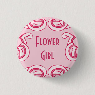 Badge Rond 2,50 Cm Déco rose "Fleur Girl"