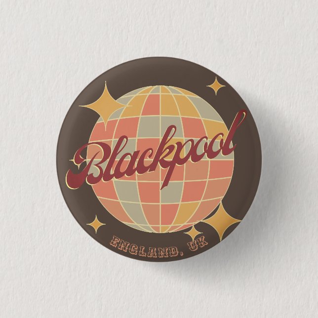 Badge Rond 2,50 Cm Décor rétro de Blackpool England City (Devant)