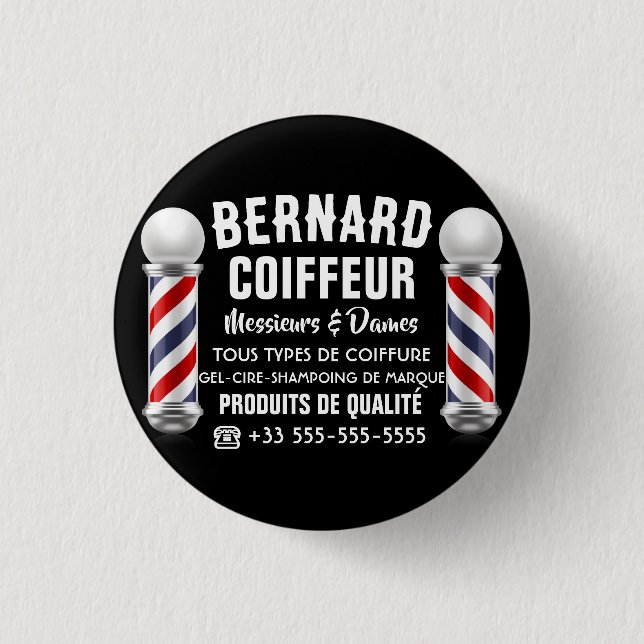 Badge Rond 2,50 Cm Décoration de salon de coiffure (Devant)