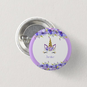 Badge Rond 2,50 Cm Décorations d'anniversaire licorne violette fraîch