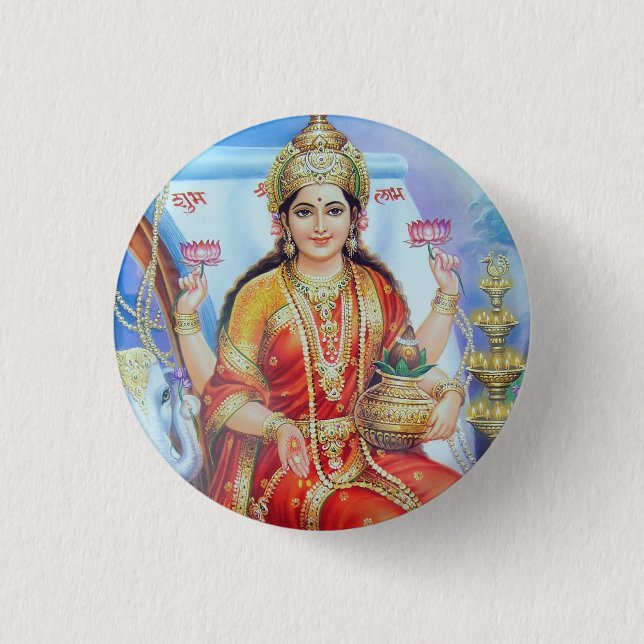 Badge Rond 2,50 Cm Déesse indoue Lakshmi Devi (Devant)