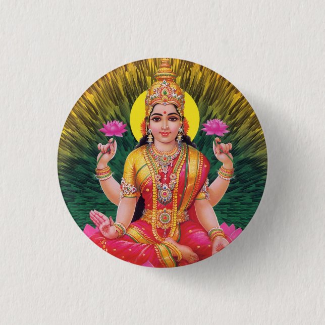 Badge Rond 2,50 Cm Déesse indoue Saraswati (Devant)