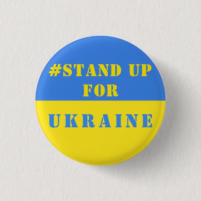 Badge Rond 2,50 Cm Défendre L'Ukraine - Liberté - Drapeau Ukrainien (Devant)