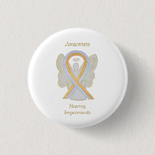 Badge Rond 2,50 Cm Déficience auditive Sensibilisation Ruban Angel Pi