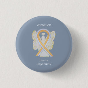Badge Rond 2,50 Cm Déficiences auditives Sensibilisation Ruban Angel