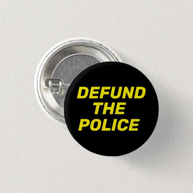 Badge Rond 2,50 Cm Defund La police noir jaune simple moderne (Devant & derrière)