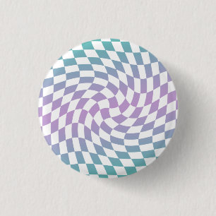 Badge Rond 2,50 Cm Dégradé Ombre Bleu Lilac À damiers Chèque dépoli