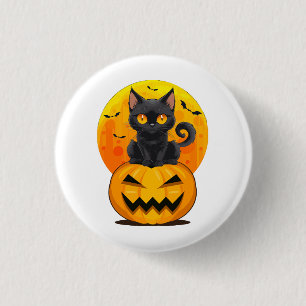 Badge Rond 2,50 Cm Déguisement Halloween Citrouille Chat Noir