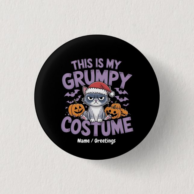 Badge Rond 2,50 Cm Déguisement Halloween de Grumpy Cat, drôle d'anima (Devant)