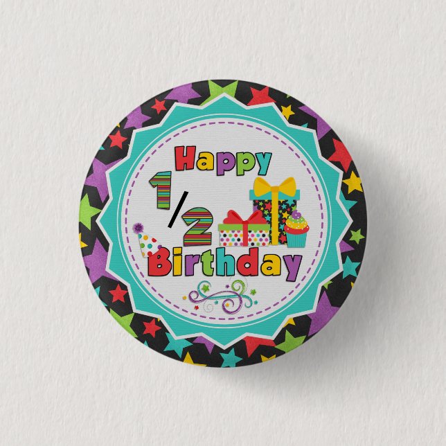 Badge Rond 2,50 Cm Demi de bouton d'anniversaire (Devant)