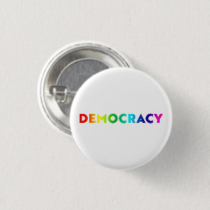 Badge Rond 2,50 Cm Démocratie arc-en-ciel typographie lgbt pride