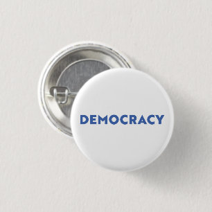 Badge Rond 2,50 Cm Démocratie typographie moderne minimaliste bleu bl