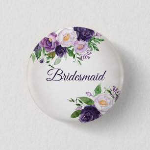 Badge Rond 2,50 Cm Demoiselle d'honneur à la lavande pourpre florale