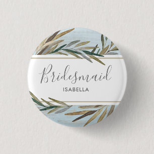 Badge Rond 2,50 Cm Demoiselle d'honneur en bois rustique de mariage